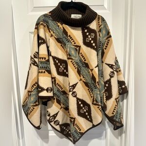 Tasha Polizzi Geometric Pattern Sweater Poncho - EUC